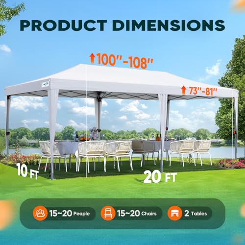 Quictent 10x20 Pop up Canopy with Sidewalls Easy up Canopy Tent Instant Shelter with Windows for Outdoor Events Parties Weddings Commercials Vendors - color: Off White, size: 10x20 With Sidewall