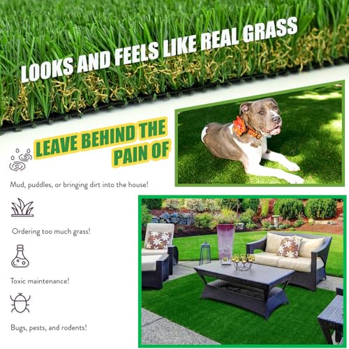 LITA 1.77 Inch Ultra Thick Artificial Grass Turf 4FTX62FT, Durable PU Backing Luxurious Synthetic Grass, Indoor/Outdoor Garden Landscape Patio Fake Faux Grass Rug Mat - size: 4 x 62 Feet