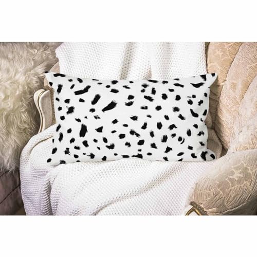 Smooffly Dalmatian Spots Decorative Waist Lumbar Cotton Linen Throw Pillow Covers Cheetah Pillowcase Cushion Home Décor, 12 x 20 Inch - color: Swn07