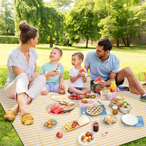 G GOOD GAIN Picnic Blankets Waterproof - Extra Large Outdoor Blanket Sand Free Foldable with Carry Strap for Beach, Camping, Park Grass, Hiking, Travel, Concerts, Indoor(Bumblebee) - color: Bumblebee Yellow