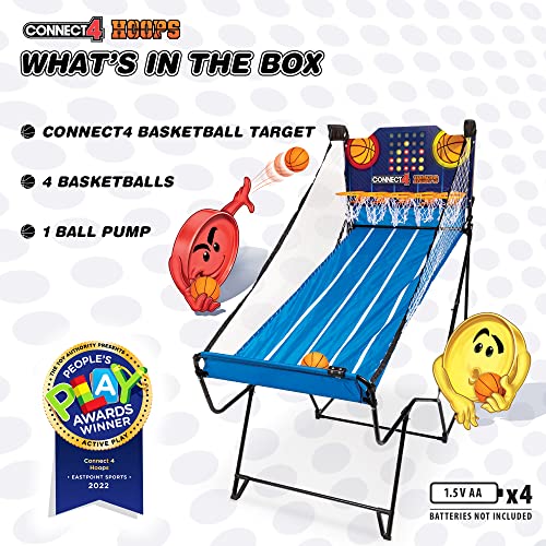 EastPoint Connect4 Hoops Arcade Basketball Game - Blue, Medium - LED Scoring for Kids Games - Foldable Indoor Design for Family Fun - Four-in-a-Row Challenge