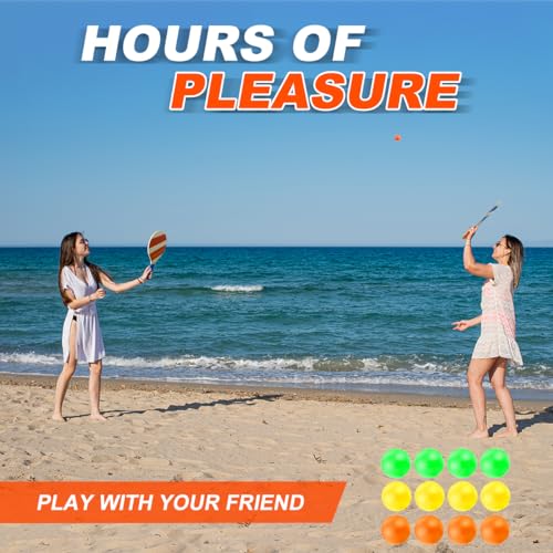 Pandahero Beach Paddle Ball Replacement Set - 12 Colorful High Visibility Waterproof Balls, Suitable for Smash Ball, Pro Kadima, and All Kinds of Outdoor Beach Paddle Games - style: 12 balls