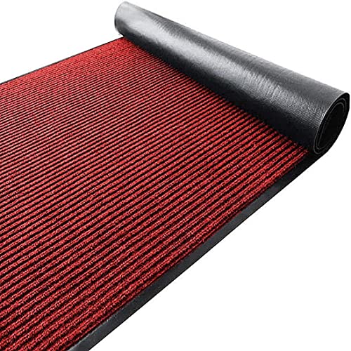 TANYOYO 3' X 10' Commercial Grade Door Floor Mat Brush Step Entrance Mat Vinyl Backed Utility Doormat Heavy Duty Floor Rugs Commercial Outdoor Carpet Indoor Outdoor Entrance Mat， red - color: Red, size: 3'4" x 9'10" (Rectangular)