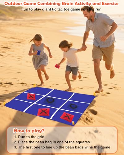 Carnival Games Set, Giant Tic Tac Toe Games, 4.5ft x 4.5ft Double-Sided, 26" Dart Board with Sticky Balls, Soft Plastic Cones Ring Toss Game Set for Kids Adults Family Outdoor Lawn Yard Birthday Party - size: D+GTD-T