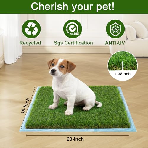 Washable Artificial Grass Pads for Dogs, 2-Pack 18x23 Inch Reusable Turf Mats, Realistic Grass for Indoor Puppy Potty Training. - size: 2PCS | 18*23