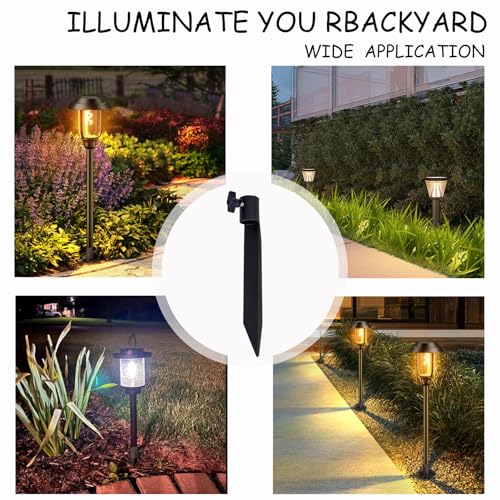 Outdoor Metal Stakes for Ground, Garden Stakes for Lights,Used for Replacement Metal Ground Spike in Live Flame Torches and Solar Lights-6.7 Inch (Black 4 Pack) - color: Black 4 Pack