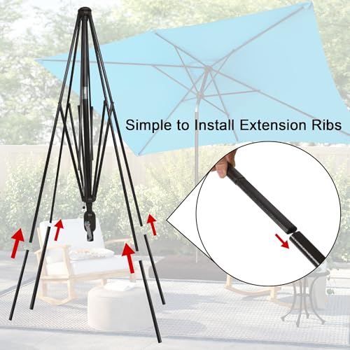 Blissun Rectangular Patio Umbrella, Table Market Umbrella with Tilt and Crank, Outdoor Umbrella for Garden, Deck, Backyard, Pool and Beach - color: Light Blue, size: 6.5 x 10 FT
