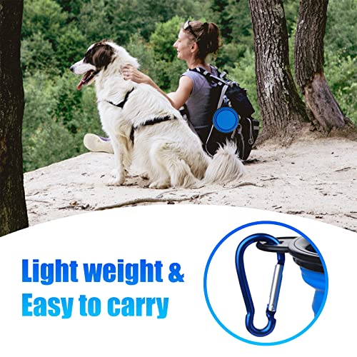 Dog Bowl Pet Collapsible Bowls, 2 Pack Collapsible Dog Water Bowls for Cats Dogs, Portable Pet Feeding Watering Dish for Walking Parking Traveling with 2 Carabiners (Small, Bule+Pink) - color: Bule+Pink, size: Small
