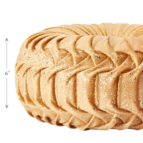 EUCIOR Round Throw Pillows,Golden Throw Pillows,Soft Spandex Velvet Fabric,Pumpkin Pleated Handmade Gold Round Velvet Decorative Pillow for Sofa Bedroom Livingroom(Golden) - color: Velvet-golden