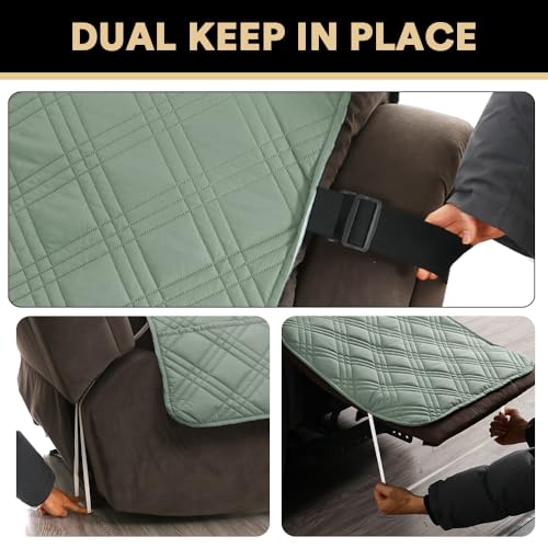 PrinceDeco Recliner Cover 100% Waterproof Couch Cover Sofa Cover for Living Room Water Resistant Furniture Protector with Elastic Straps for Pets Dog(Recliner28,Lily Pad) - color: Lily Pad, size: Recliner