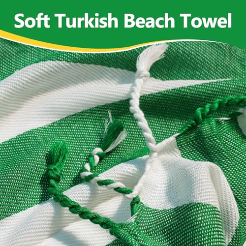 12 Pack Turkish Beach Towel 36"x71" Extra Large Beach Towels Sand Free Bath Towels Adults Lightweight Quick Dry Pool Towels Green - color: Green, size: 12 Pack