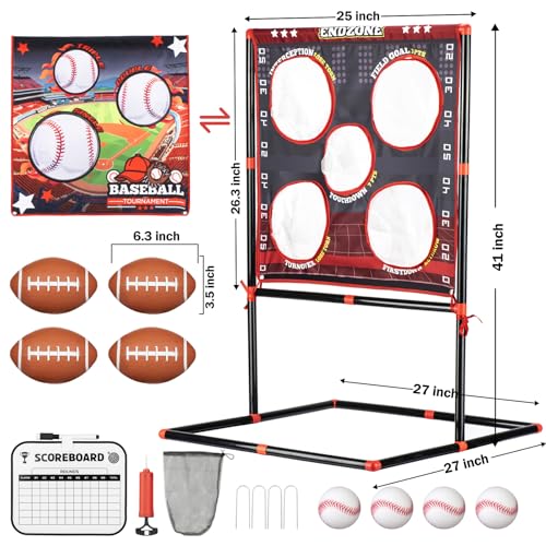 VROGTIK 2-in-1 Football & Baseball Toss Game for Kids Ages 3-8 - Outdoor Garden Toy for Backyard, Beach & Camping, Family Party Fun Sports Toy