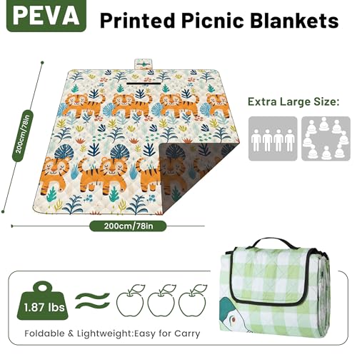 Dimatic Cute Picnic Blankets 78"x78" Extra Large Beach Blankets Waterproof Sand Proof Foldable Portable for Outdoor Family Camping - color: Tigers