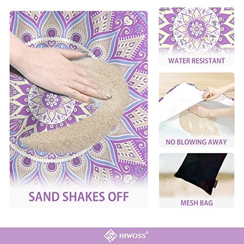 Beach Blanket Waterproof Sandproof Oversized 95”x 80”,Sand Free Beach Mat with Corner Pockets,Portable Mesh Bag for Beach Festival,Picnic,Travel and Outdoor Camping (Purple) - color: Purple
