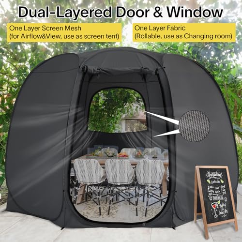 Alvantor® Pop Up Screen Tent House Room Instant Outdoor Camping Canopy Sun Shelter Gazebo for Patio, Backyard & Deck, Privacy Tent(2-10 People, 8'x8' 10'x10' 12'x12') - color: Black, size: 10x10FT
