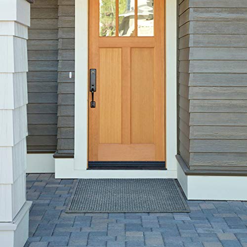 Hudson Exchange (35"x35", Bluestone) Fashion Scraper Entry Square Floor Mat - color: Bluestone