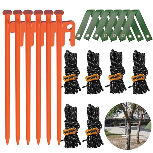 Tree Straightening Kit 6 Pack - Supports and Stake for Leaning Trees, 13.12 Feet Straps for Young Growth - color: 6 Pack