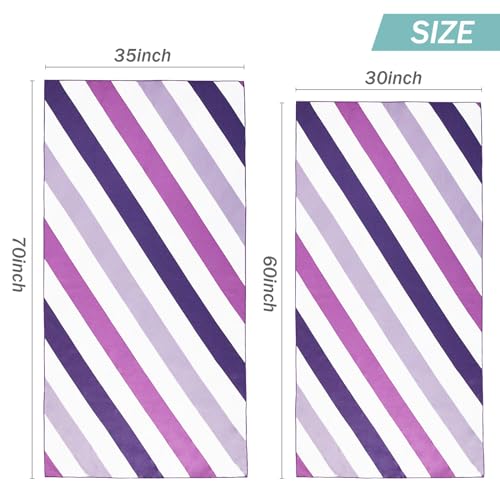 Whale Flotilla 4 Pack Quick Dry Beach Towels Oversized (35"x70"), Microfiber Sand-Free Beach Towel Set, Extra Large Compact Pool Travel Accessories, Purple/Navy/Aqua/Pink - color: Purple/ Navy/ Aqua/ Pink, size: 70.00" x 35.00"