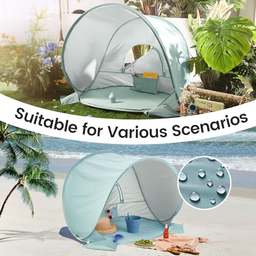 Tiny Land Baby Beach Tent – Pop Up Baby Tent with UV Protection, Portable Baby Beach Essentials, 35.4"x27.6"x31.5" Sun Shelter for Infants, Baby Outdoor Use (Pastel Aqua) - color: Pastel Aqua