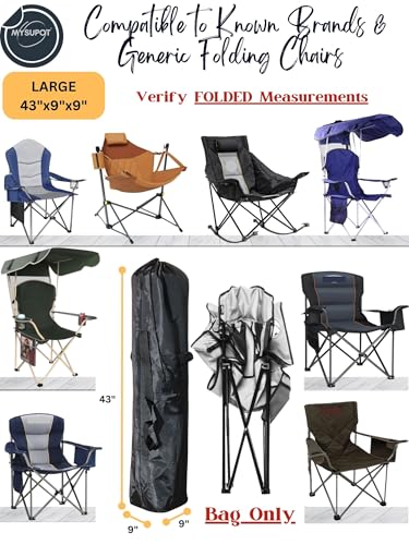 Replacement Bag for Folding Camping Chair, Portable Camp Chair, Hammock, Yoga Mat, Umbrella, Tents, Tripods, Fishing Poles - 420D Oxford Polyester Fabric - color: Black, size: Large 43"x9"x9"