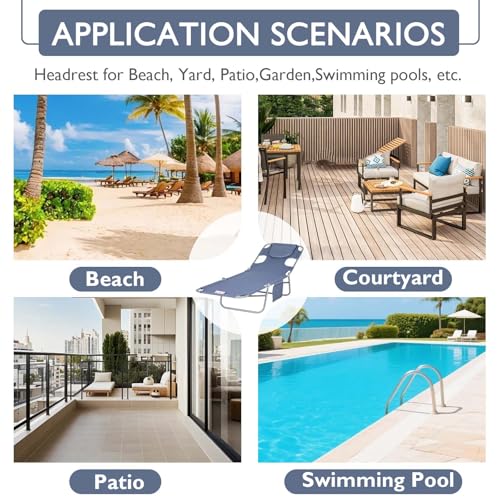 Majnesvon Folding Beach Lounge Chair with Face Hole and Arm Slots, 5-Level Adjustable Sun Lounger Tanning Chair with Pillow for Patio, Garden, Beach, Pool(Gray 2) - color: Gray 2