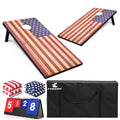 4x2 Ft Cornhole Boards Set, Premium Regulation Size Cornhole Boards with 8 All-Weather Bean Bags, Carrying Case and Scoreboard - style: 4'x2' American Flag