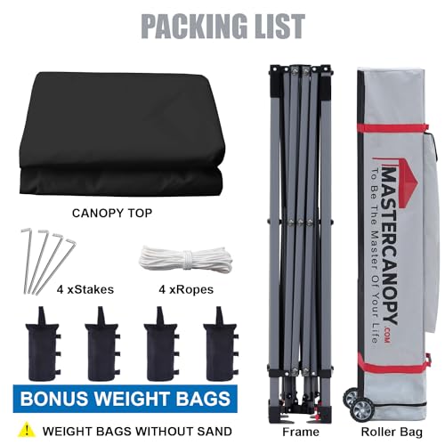 MASTERCANOPY Heavy Duty Pop-up Canopy Tent with Sidewalls (8x8,Black) - color: Black, size: 8x8