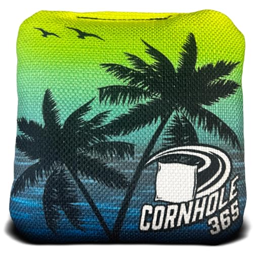 Cornhole365 Themed Cornhole Bag - All-Weather, Heavy-Duty & Durable Polyester Fabric, Resin Filling, Double-Stitched Duck Cloth - Professional Cornhole Bean Bags for Indoor & Outdoor Use - Set of 8 - color: Beach