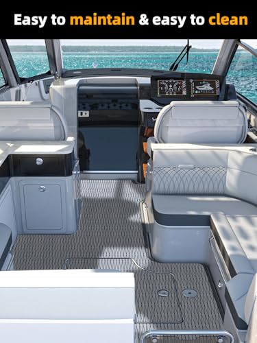 FOCEAN Boat Flooring EVA Foam Boat Decking Marine Mat Non-Slip Self-Adhesive Flooring Sheet for Motorboat Jon Boats Bass Boat Kayak RV Floor, 94.5''x 15.7'', Grey with Black Lines - color: Grey With Black Seam Lines, size: 94.5"L x 15.7"W x 0.2"Th