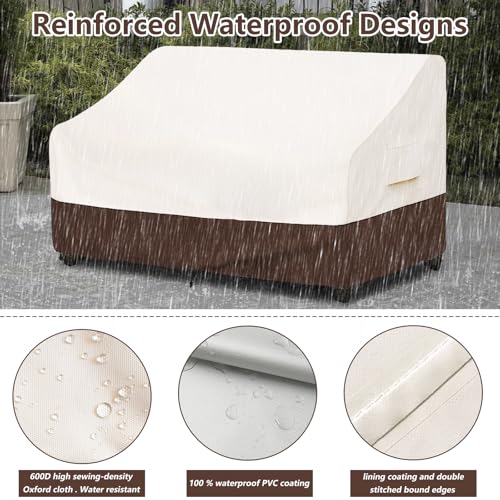 Bitubi Waterproof Patio Sofa Cover, Heavy Duty 3-Seater Outdoor Couch Cover Size Up to 76W x 32.5D x 33H Inches, Lawn Patio Furniture Covers with Air Vent (Brown) - color: Sofa-brown, size: 76"W x 32.5"D x 33"H