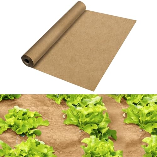 Biodegradable Paper Weed Barrier Roll, Thickened Tear Resistance Garden Weed Barrier Heavy Duty Garden Paper Weed Control Landscape Paper Mulch Weed Mat for Outdoor Garden Lawn (3 x 100 FT) - size: 3 x 100 FT