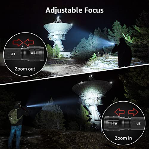 Lighting EVER LED Flashlights High Lumens, Small Flashlight, Waterproof, Adjustable Focus Flash Light for Outdoor, Emergency, Camping, AAA Batteries Included, 2 Pack - color: Black