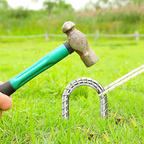 Rebar-Stakes-12-Inch, Ground Stakes Heavy Duty U-Hook Galvanized Anti-Rust Ground Anchors for Camping Tent Trampoline Accessories Dog Fence Chicken Coop Deer Fence 10pcs - color: Silver-U-HOOK, size: 10pcs