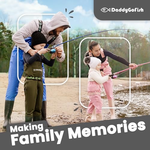 DaddyGoFish Kids Fishing Pole - Rod Reel Combo Tackle Box Starter Set - First Year Small Gear Kit for Boys Girls Toddler Youth Age Beginner Little Children - color: Black (Essential Set), size: 4ft