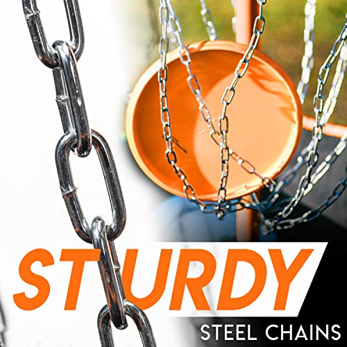 Franklin Sports Disc Golf Baskets - Portable Disc Golf Target with Chains Included - Disc Golf Basket Stand Equipment for Hole + Course Creation - style: Deluxe Steel Chain