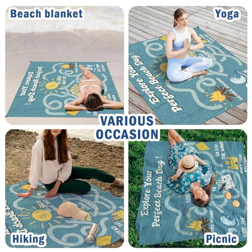 Funny Beach Game Pocket Picnic Blankets, Ocean Coastal Outdoor Beach Camping Blanket Waterproof Sandproof Gifts for Kids Boys, Sea Maze Mini RV Picnic Mat for Camper Campsite Travel 55x60in - color: Maze