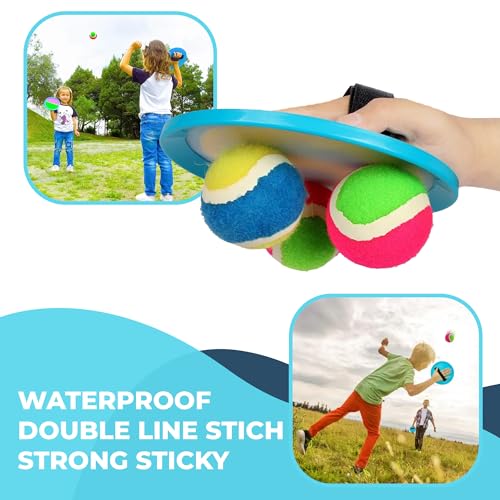 Kids Toys Toss and Catch Ball Game Set, Classic Outdoor Games with 4 Paddles 4 Balls and 1 Storage Bag, Beach Games, Yard Games, Kids Birthday Gift for 3 4 5 6 7 8 9 10 Year Old Boys Girls
