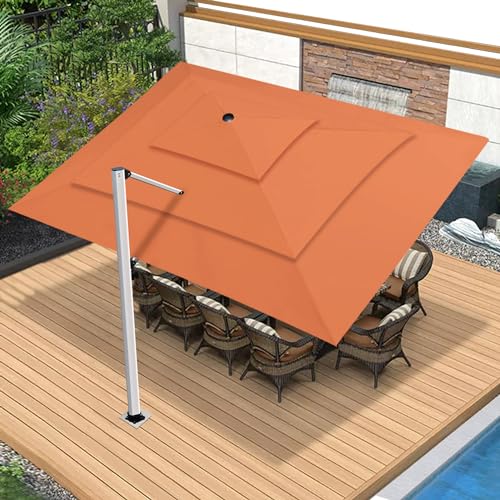 EliteShade USA APOLLO 3-Tier 10x13FT Full Aluminum Cantilever Patio Umbrella for Outdoor Restaurant Garden Courtyard Deck Pool and Marketing with Light (No battery), Rust - color: Rust, style: 10x13FT Apollo
