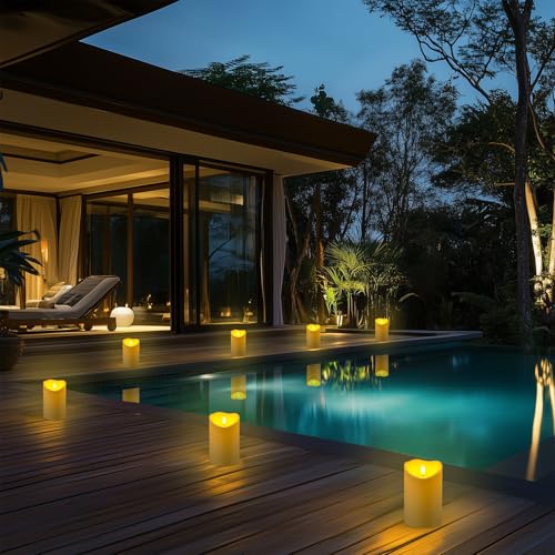 Homemory 4"x6" Outdoor Waterproof Flameless Candles with Timers and Remote Control, Battery Operated Candles, LED Plastic Candles, Ivory White, Set of 4 - color: Ivory White, size: D4.0"xH6.0"