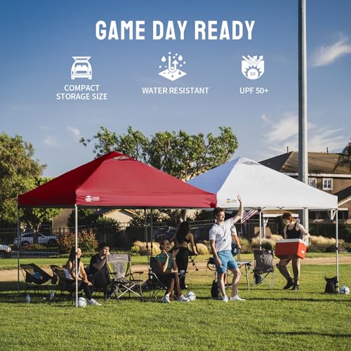 CROWN SHADES 12x12 Pop Up Canopy Outside Canopy, Patented One Push Tent Canopy with Wheeled Carry Bag, Bonus 8 Stakes and 4 Ropes, Red - color: Red, size: 12x12