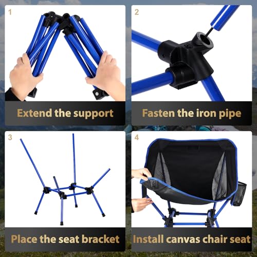 Ultralight Camping Chair, Heavy Duty Portable Folding Chair with 400lbs Capacity, Compact Backpacking Hiking Chair with Anti-Sinking Feet for Camping, Beach, Travel & Festivals