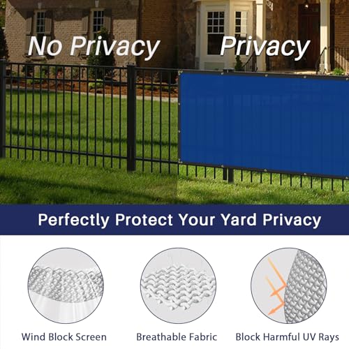 Windscreen4less 4' x 2' Privacy Fence Screen Heavy Duty Windscreen Fencing Mesh Fabric Shade Net Cover with Brass Grommtes for Outdoor Wall Garden Yard Pool Deck Blue - color: Blue, size: 4' x 2'