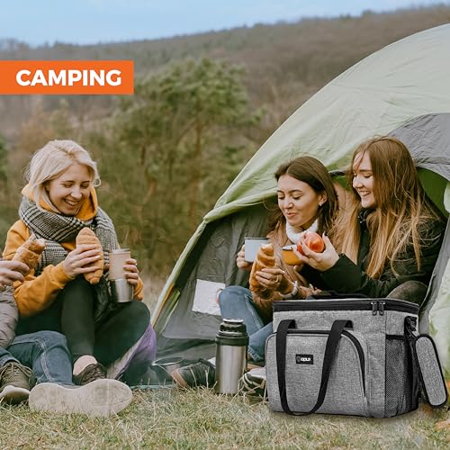 OPUX Soft Cooler Bag, Insulated Collapsible Lunch Cooler Tote for Men Work Camping Beach Travel, Portable Soft Sided Leakproof Waterproof Large Lunch Bag Box with Shoulder Strap 30 Cans, Heather Gray - color: Heather Gray, size: 30 Cans
