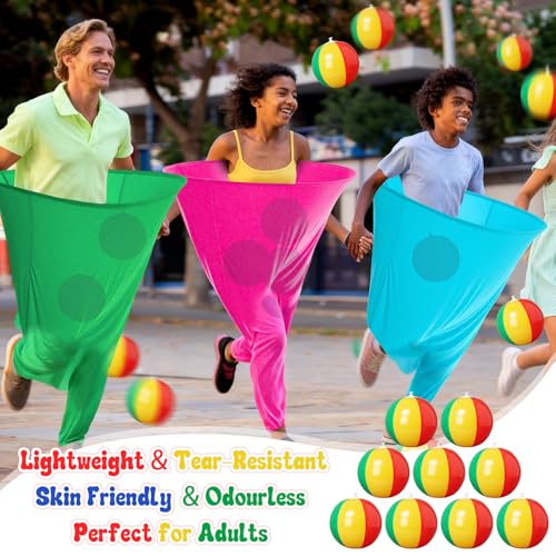 65 Pcs Outdoor Carnival Yard Game Set Include Giant Granny Pants and Bouncy Balls Ring Toss Game Tug of War Rope 3 Legged Race Egg and Spoon Medals for Carnival Yard Family Reunion Backyard