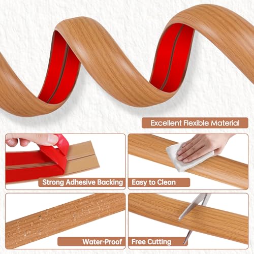 Floor Cord Cover for Wires on Floor Self Adhesive Cord Hider Floor Cable Management Wire Covers for Cords Protector Prevent Cable Trips Cord Cavity W 0.32" x H 0.32", Brown Wood, 10Ft - color: Brown Wood, size: 0.78 In x 10 Ft