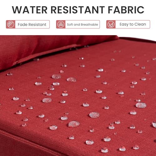 Crestlive Products Foldable Outdoor Chaise Lounge Cushions with Head Pillow and Side Pockets, Water Resistant & Fade Resistant Lounge Chair Cushion, 72''L x 21''W, Set of 2, Chili - color: Chili, size: 72"l X 21"w