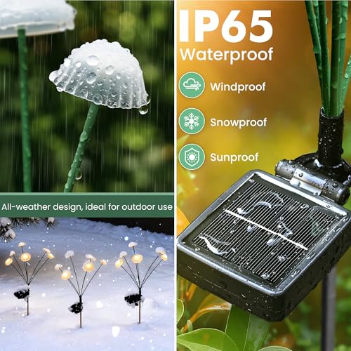 Solar Garden Lights, 2pack Solar Fairy Lights for Outside, Swaying Mushroom Lights Outdoor Decorative, Waterproof Light Decor for Yard,Lawn,Patio,Pathway Decoration(Warm White) - size: 2 Pack