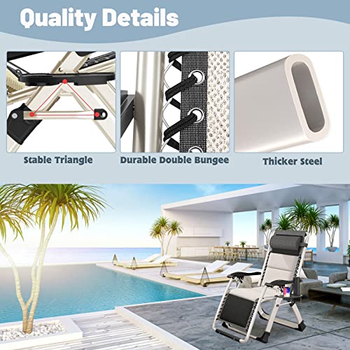 Slsy Zero Gravity Chair, Reclining Lounge Chair with Removable Tray for Indoor and Outdoor, Patio Recliner Folding Reclining Chair - color: B Grayish White, style: Zero Gravity Chair