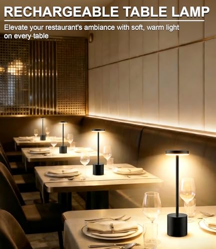 Cordless Table Lamp Set of 2, Rechargeable 5000mAh Battery Operated Outdoor Table Lamps, Portable LED Desk Lamp, 3 Color Dimmable Table Light for Restaurant, Patio, Bedroom, Bedside Night Lamp(Black) - color: Black (Set of 2)