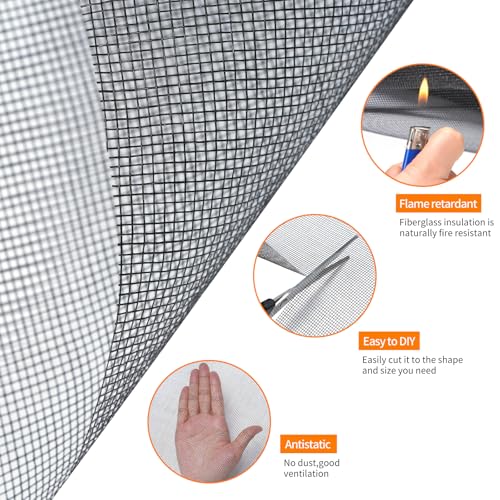 Fiberglass Window Screen Roll 36” x 100’ Easy to Use Grey Replacement Window Screens for House Windows or Door - color: Gray, size: 36” x 100’